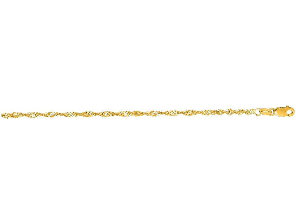 Finejewelers 14 Kt Yellow Gold 7 Inch 2.1mm Bright Cut Singapore Bracelet Chain With Lobster Clasp