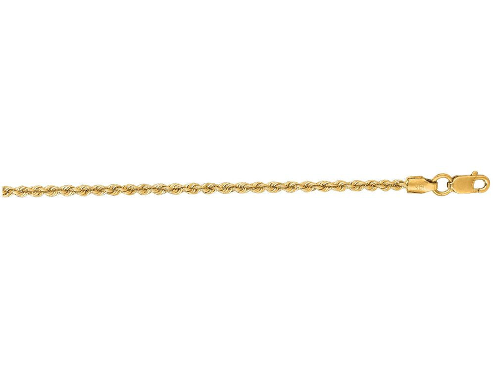 Finejewelers 14 Kt Yellow Gold 16 Inch 2.0mm Bright Cut Solid Rope Chain Necklace With Lobster Clasp