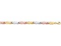 Finejewelers 14 Kt Tri Color Gold 7.25 Inch Textured Tri Color Hugskisses Bracelet With Pear Shape Clasp