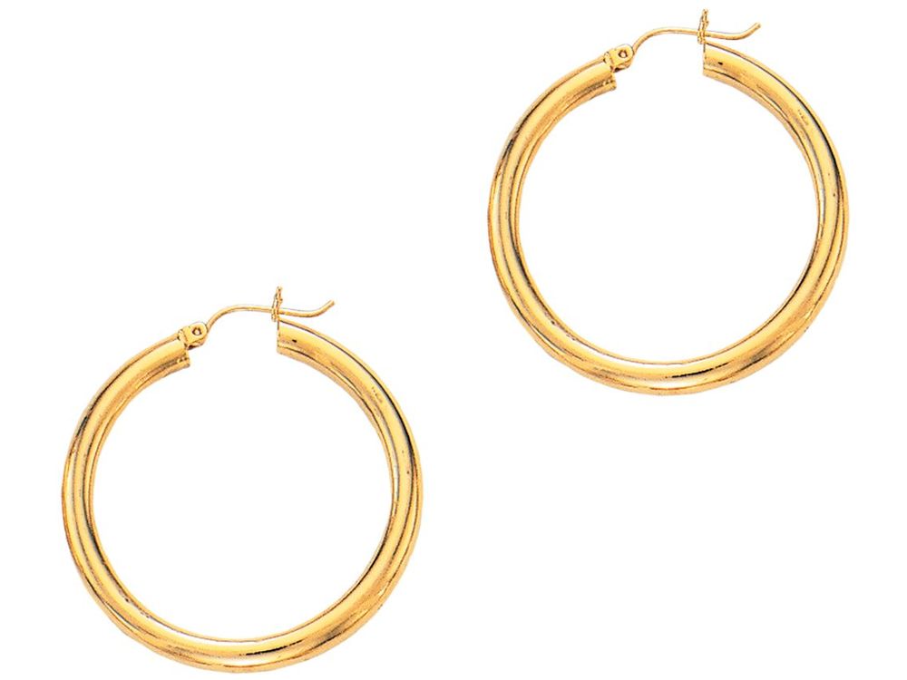 Finejewelers 14 Kt Yellow Gold 4.0x40mm Round Tube Hoop Earring
