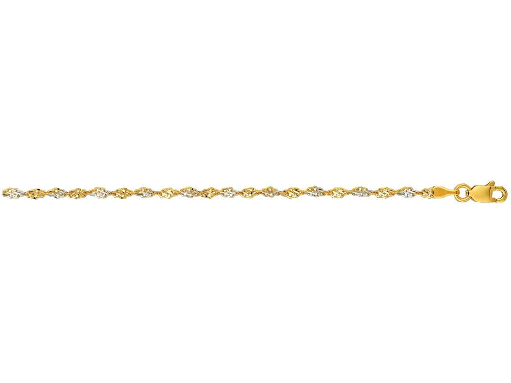 Finejewelers 14 Kt White Gold 16 Inch 2.0mm Bright Cut Singapore Chain Necklace With Lobster Clasp