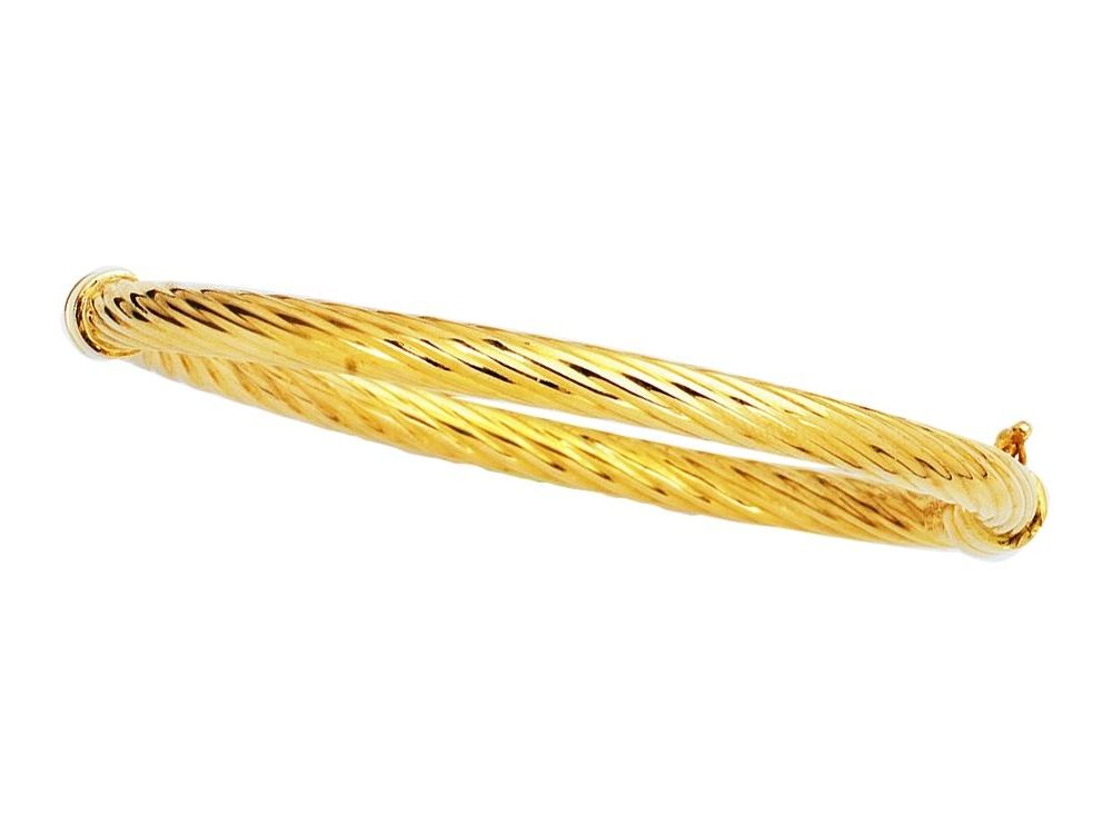 Finejewelers 14 Kt Yellow Gold 7 Inch 5.0mm Twisted Fancy Bangle With Clasp