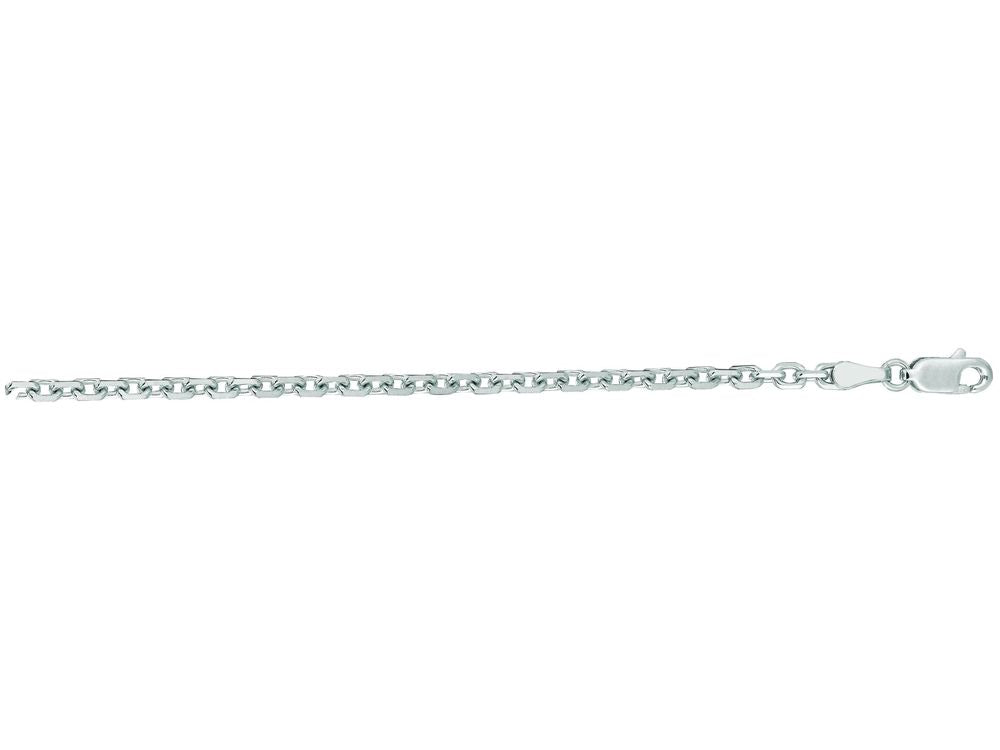 Finejewelers 14 Kt White Gold 18 Inch 3.1mm Bright Cut Cable Link Chain Necklace With Lobster Clasp