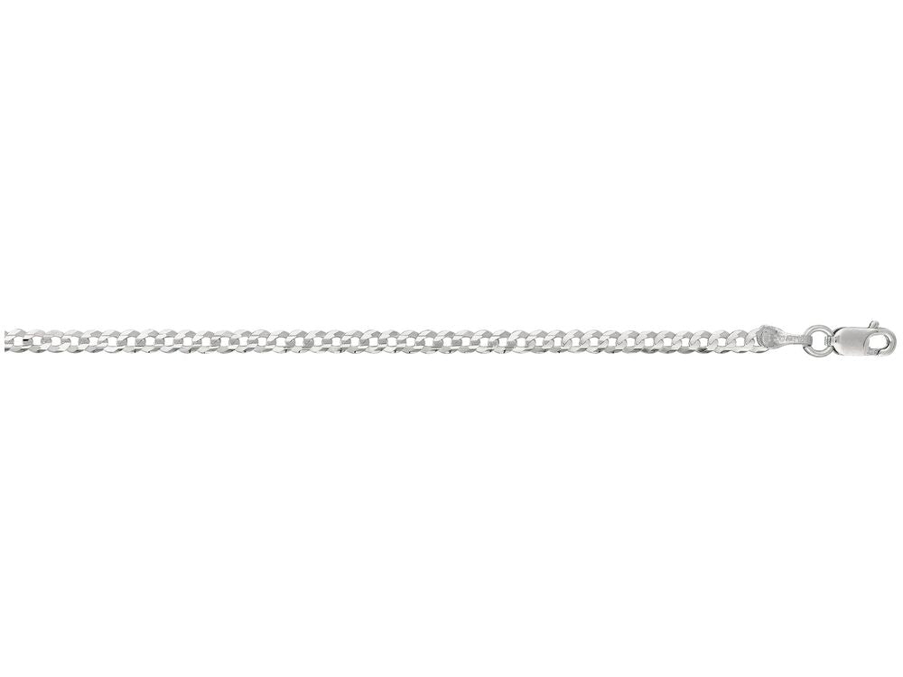 Finejewelers 14 Kt White Gold 10 Inch 2.6mm Bright Cut Comfort Curb Chain With Lobster Clasp