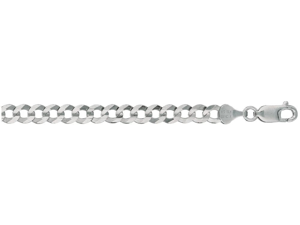 Finejewelers 14 Kt White Gold 8.50 Inch 5.7mm Bright Cut Comfort Curb Bracelet Chain With Lobster Clasp