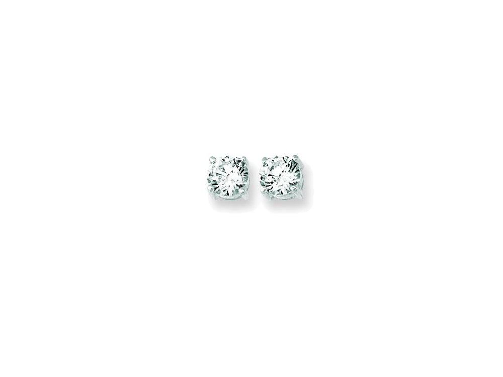 Finejewelers 14 Kt White Gold 6.0mm Round Faceted Cubic Zirconia Stud Earring