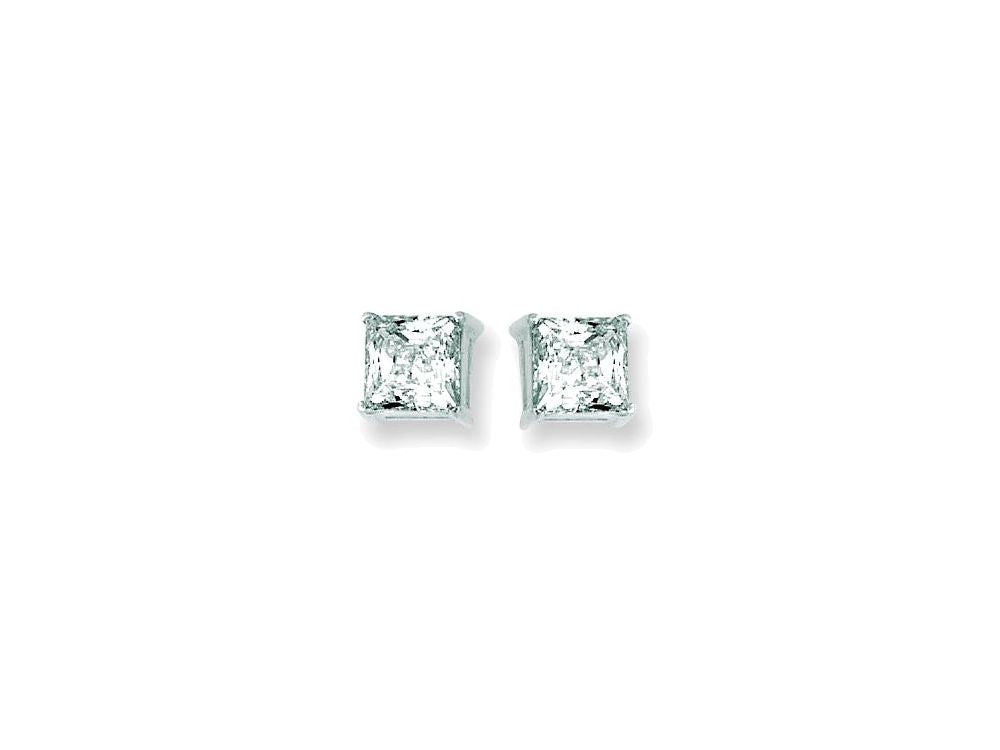 Finejewelers 14 Kt White Gold 6.0mm Square Faceted Cubic Zirconia Stud Earring