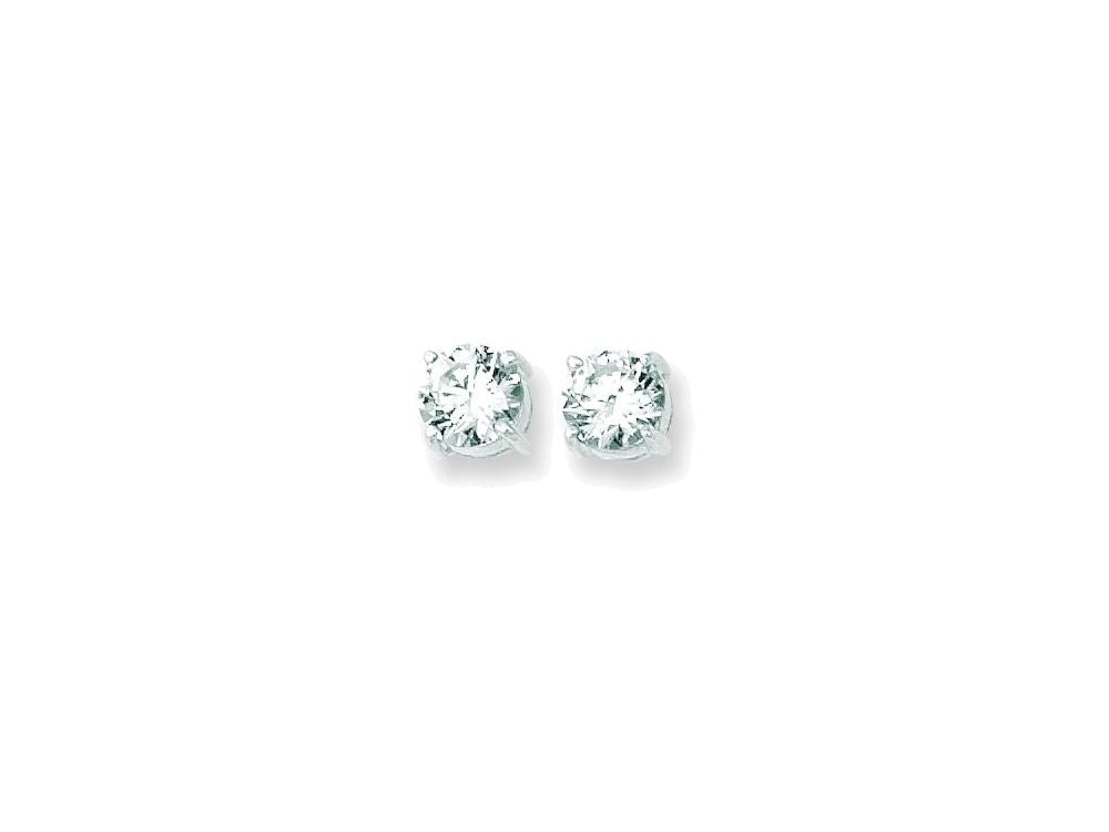 Finejewelers 14 Kt White Gold 8.0mm Round Faceted Cubic Zirconia Stud Earring