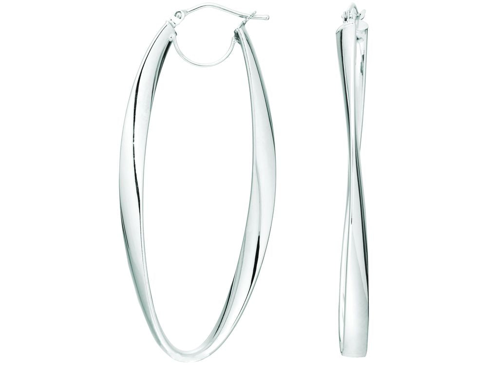 Finejewelers 14 Kt White Gold Long Oval Freeform Hoop Earring