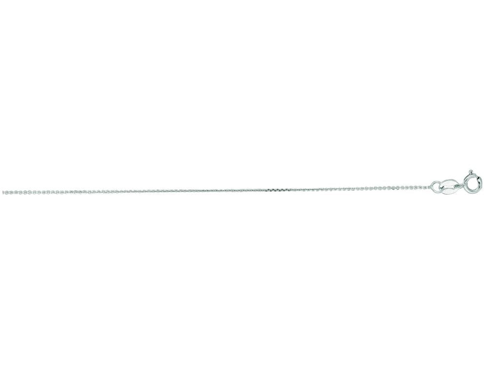 Finejewelers 14 Kt White Gold 16 Inch 0.5mm Bright Cut Cable Link Chain Necklace With Spring Ring Clasp