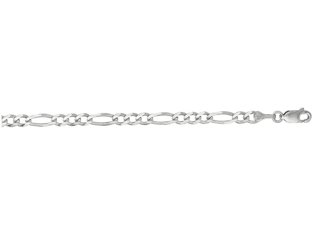 Finejewelers 14 Kt White Gold 7 Inch 3.8mm Bright Cut Alternate 31 Classic Figaro Bracelet Chain Lobster Clasp