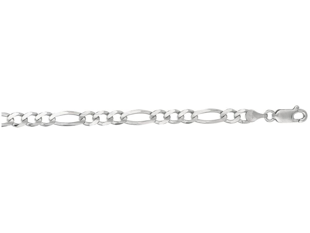 Finejewelers 14 Kt White Gold 8 Inch 4.6mm Bright Cut Alternate 31 Classic Figaro Bracelet Chain Lobster Clasp