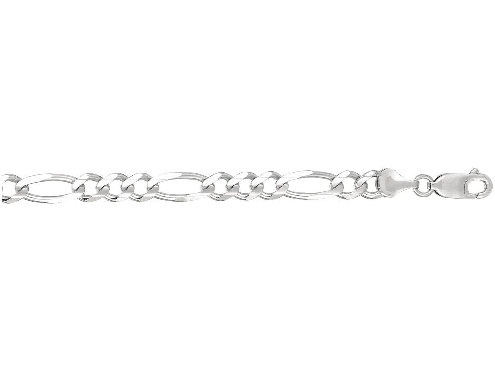 Finejewelers 14 Kt White Gold 8 Inch 6.0mm Bright Cut Alternate 31 Classic Figaro Bracelet Chain Lobster Clasp
