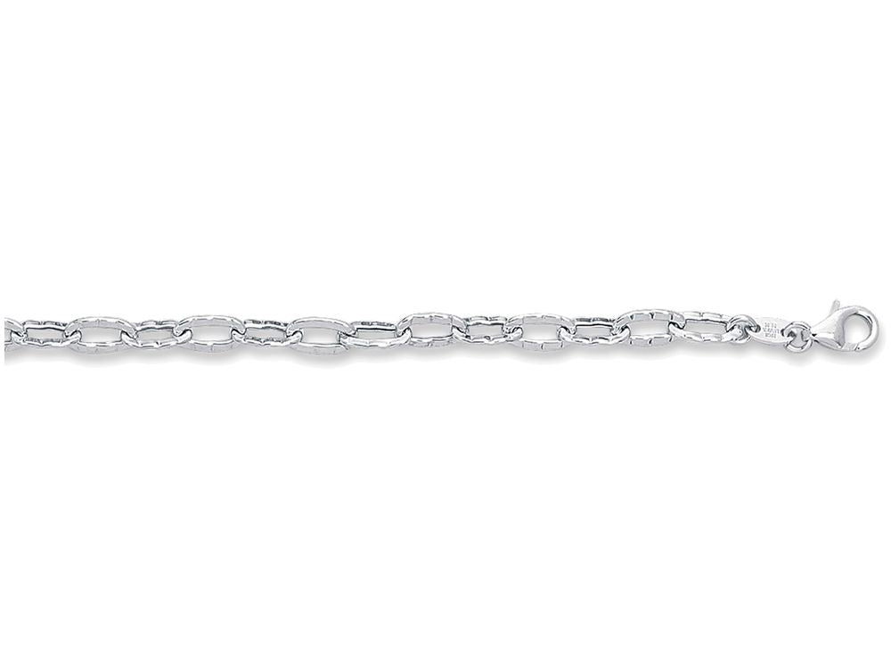 Finejewelers 14 Kt White Gold 10 Inch Flat Hammered Oval Link Chain Anklet with Pear Shape Clasp