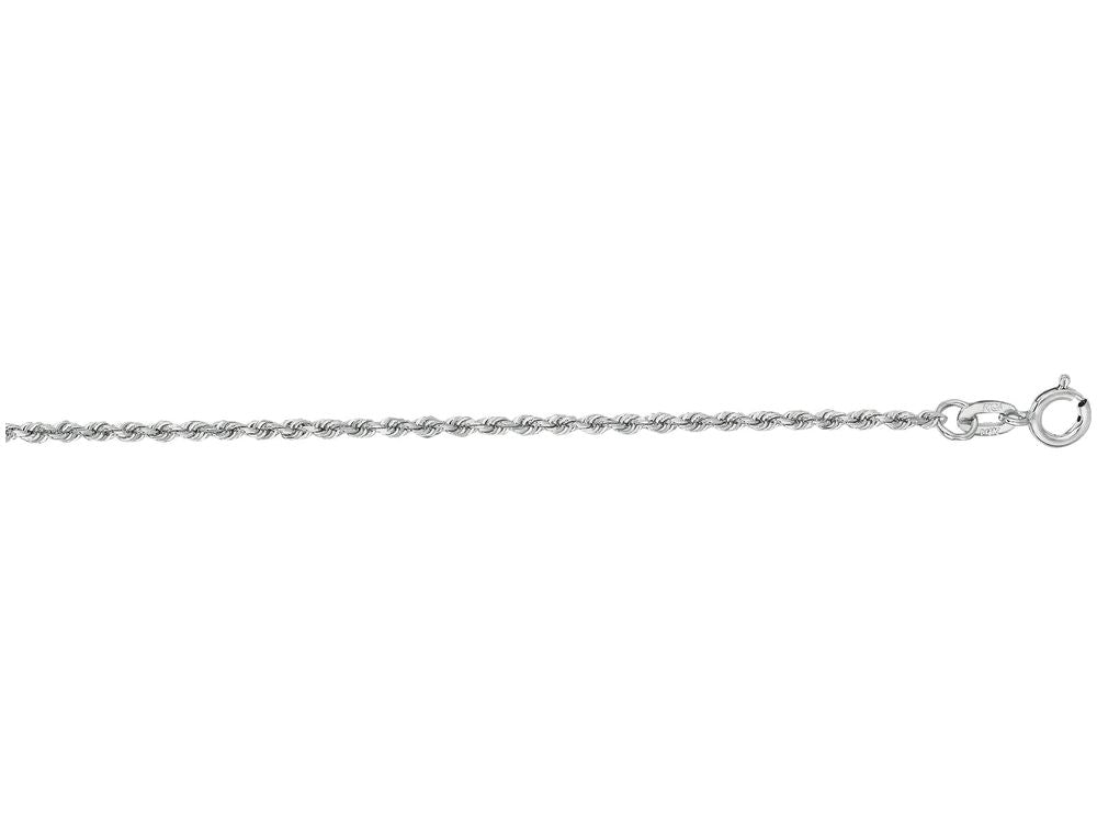 Finejewelers 14 Kt White Gold 16 Inch 1.25mm Solid Bright Cut Royal Rope Chain Necklace Lobster Clasp