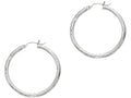 Finejewelers 14 Kt White Gold 3x35mm Bright Cut Round Tube Hoop Earring