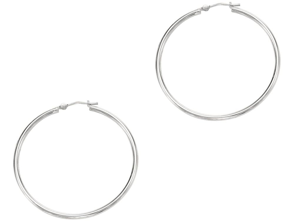 Finejewelers 14 Kt White Gold 2x40mm Round Tube Hoop Earring