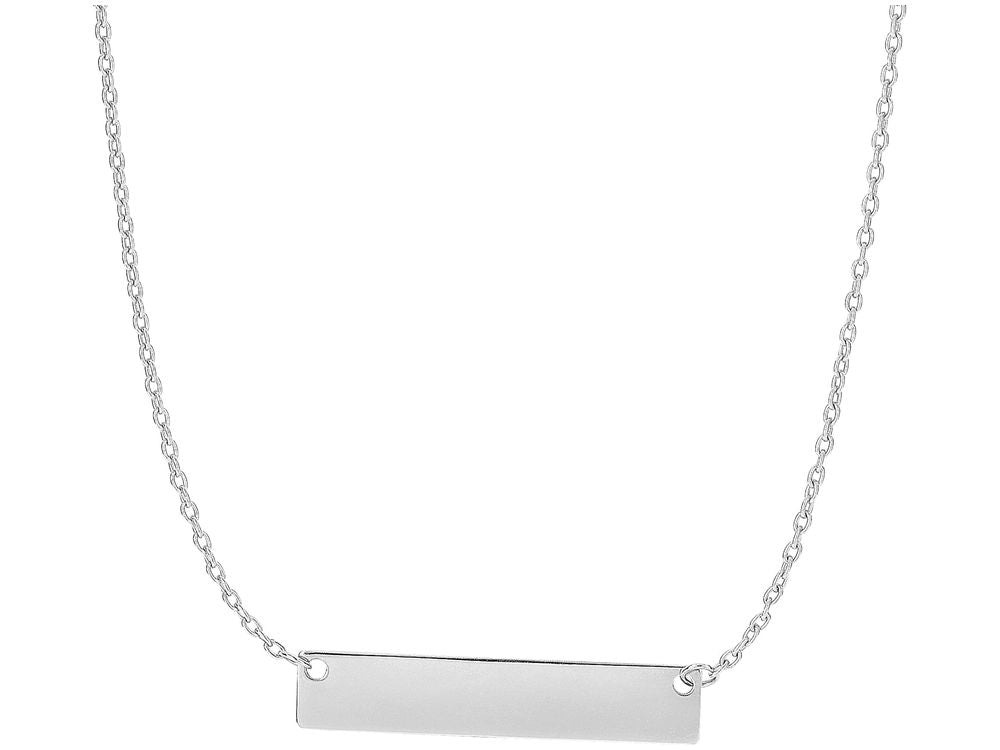 Finejewelers 14 Kt White Gold 17 Inch 1 Inch 4.9-1.1mm Horizontal Square Tube Bar Anchor On 1.08mm Oval Link Necklace Wi