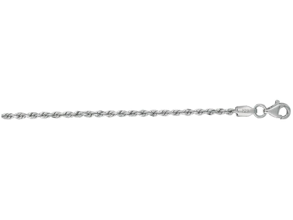 Finejewelers 14 Kt White Gold 7 Inch 2.0mm Solid Bright Cut Royal Rope Bracelet Chain With Lobster Clasp