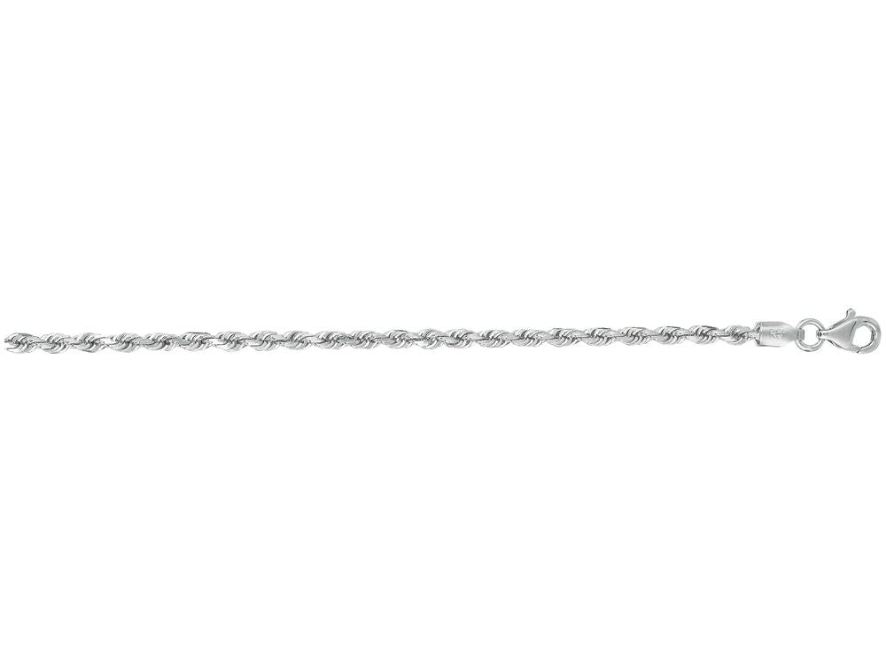 Finejewelers 14 Kt White Gold 7 Inch 2.5mm Solid Bright Cut Royal Rope Bracelet Chain With Lobster Clasp