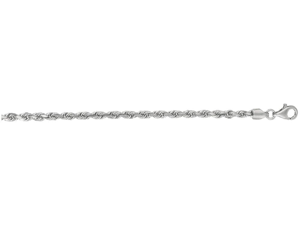 Finejewelers 14 Kt White Gold 7 Inch 3.0mm Solid Bright Cut Royal Rope Bracelet Chain With Lobster Clasp