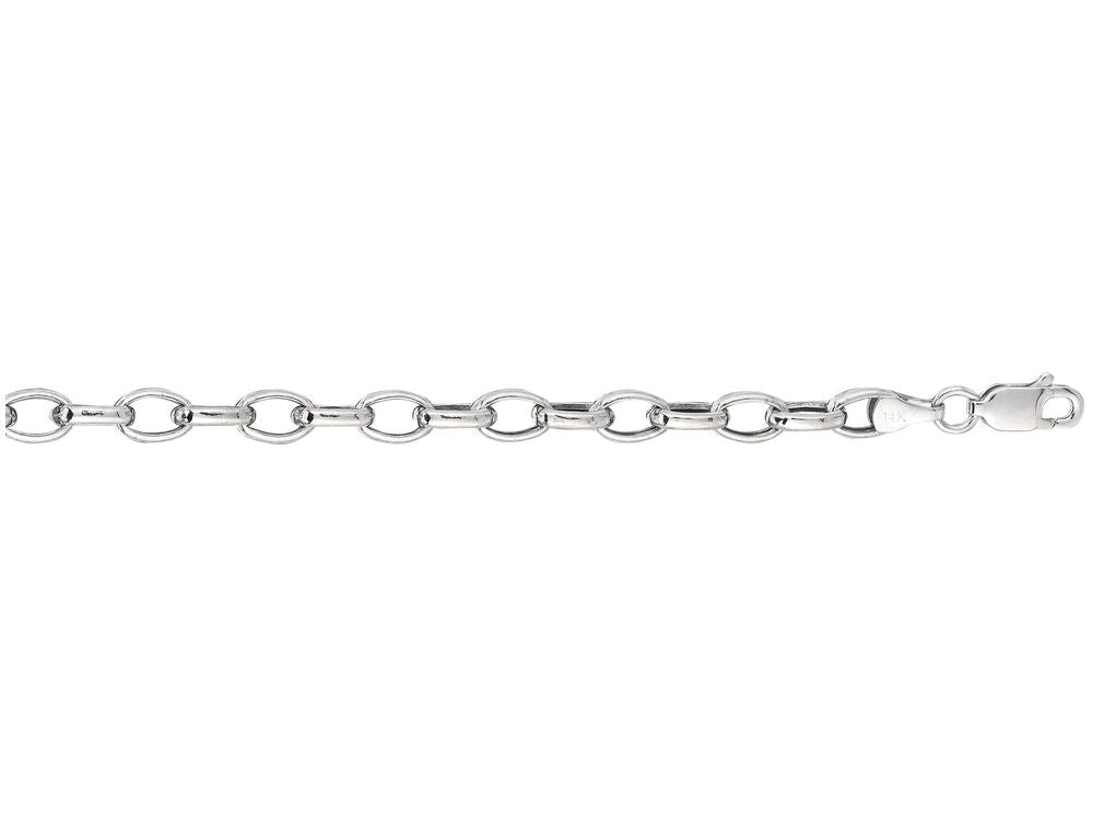 Finejewelers 14 Kt White Gold 7 Inch 4.6mm Bright Cut Oval Rolo Bracelet Chain With Lobster Clasp