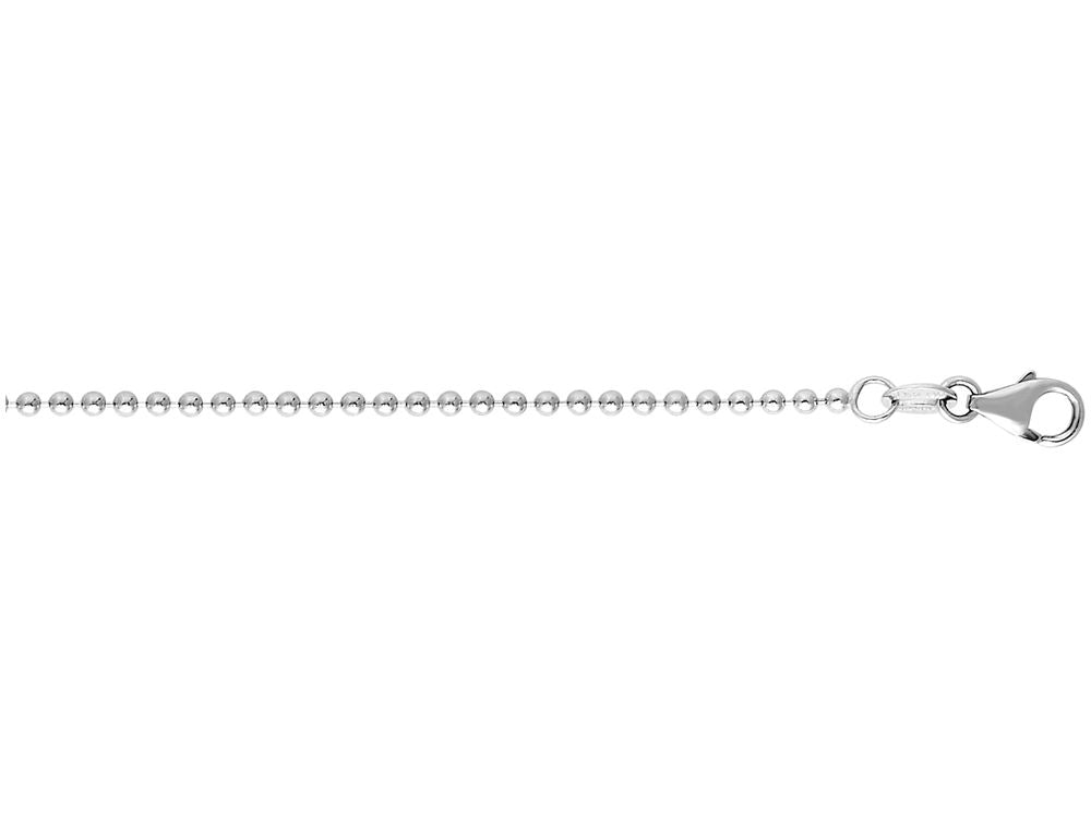 Finejewelers 14 Kt White Gold 16 Inch 1.5mm Non-bright Cut Bead Chain Necklace With Lobster Clasp