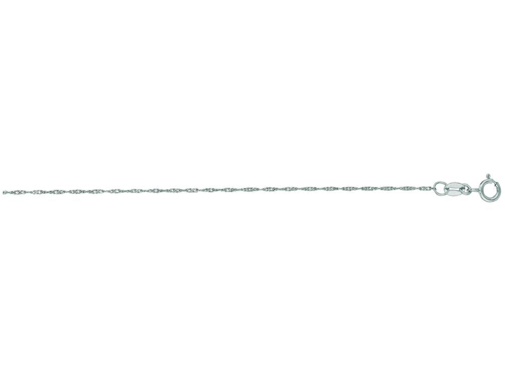 Finejewelers 14 Kt White Gold 16 Inch 0.8mm Bright Cut Singapore Chain Necklace With Spring Ring Clasp