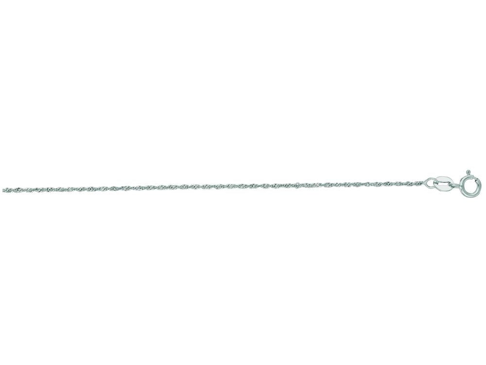 Finejewelers 14 Kt White Gold 16 Inch 1.0mm Bright Cut Singapore Chain Necklace With Spring Ring Clasp