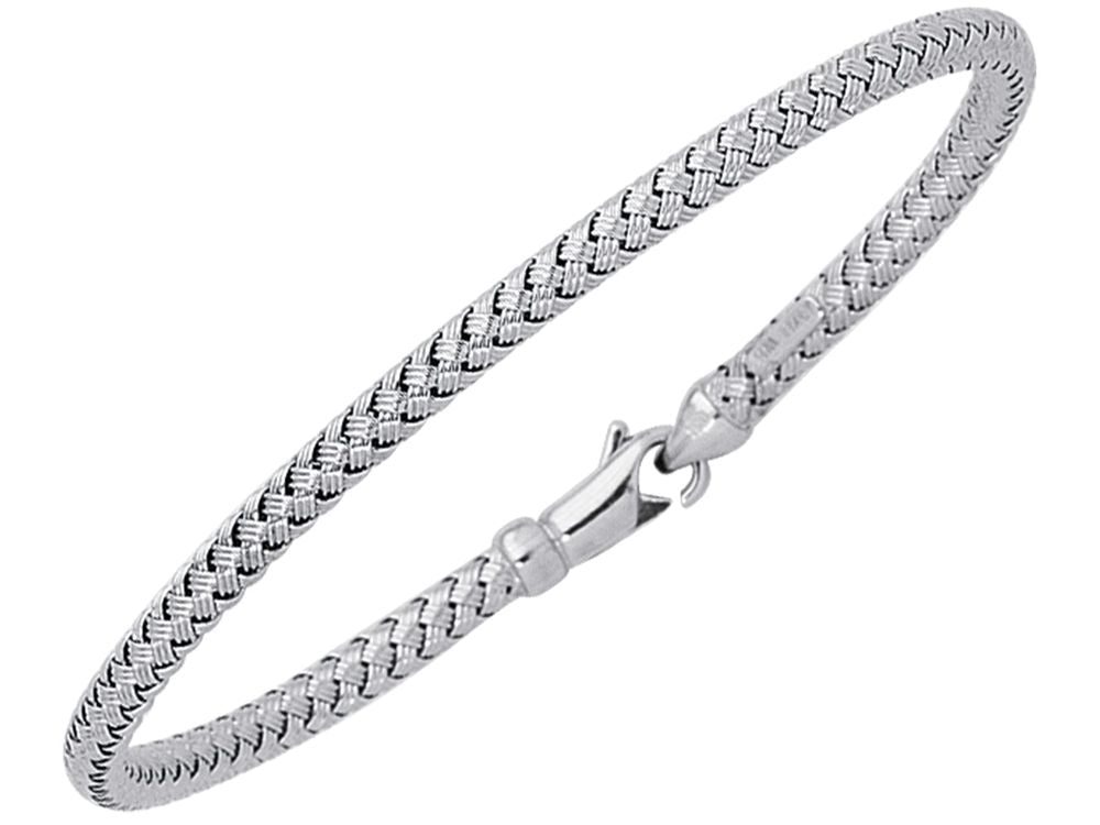 Finejewelers 14 Kt White Gold 7.25 Inch Round Basket Weaved Bangle With Lobster Clasp