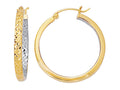 Finejewelers 10 Kt White Gold 10k 3x25mm Bright Cut Hoop Earring With