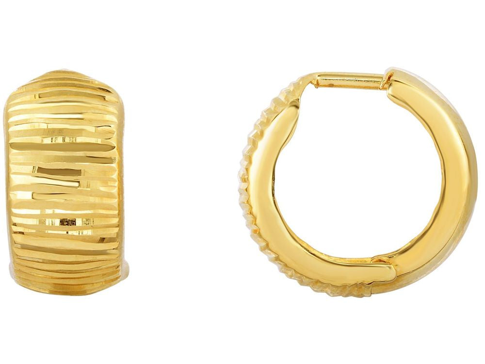 Finejewelers 10 Kt Yellow Gold 7.3x15.7mm Half and Half Snuggable Earring With Snap Clasp