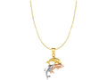 Finejewelers 10 Kt Tri Color Gold Dolphin Pendant Necklace 18 Inch 0.8mm Bright Cut Chain Lobster Clasp