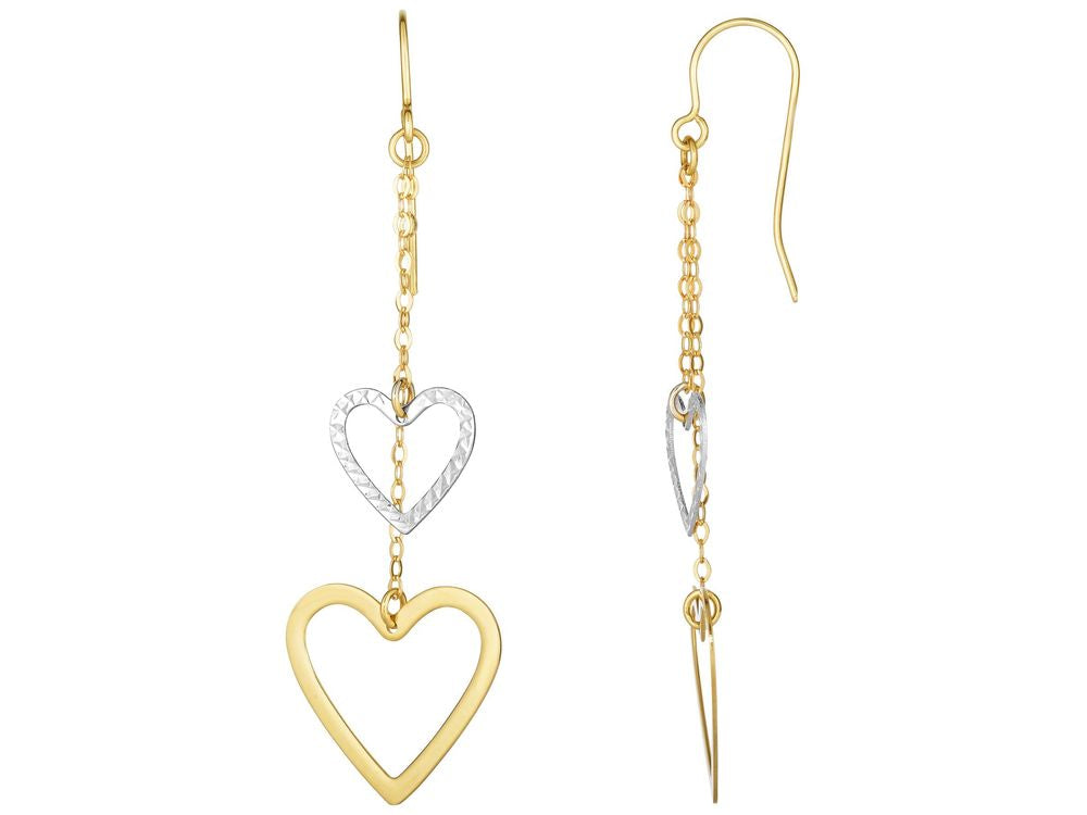 Finejewelers 10 Kt White Gold Bright Cut Open Heart Double Strand Drop Earring With Euro-wire