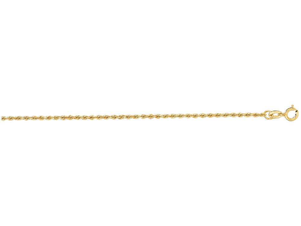 Finejewelers 10 Kt Yellow Gold 16 Inch 1.25mm Shiny Solid Bright Cut Royal Rope Chain Spring Ring Clasp
