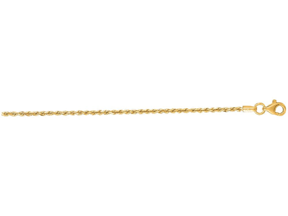 Finejewelers 10 Kt Yellow Gold 16 Inch 1.50mm Shiny Solid Bright Cut Royal Rope Chain With Lobster Clasp