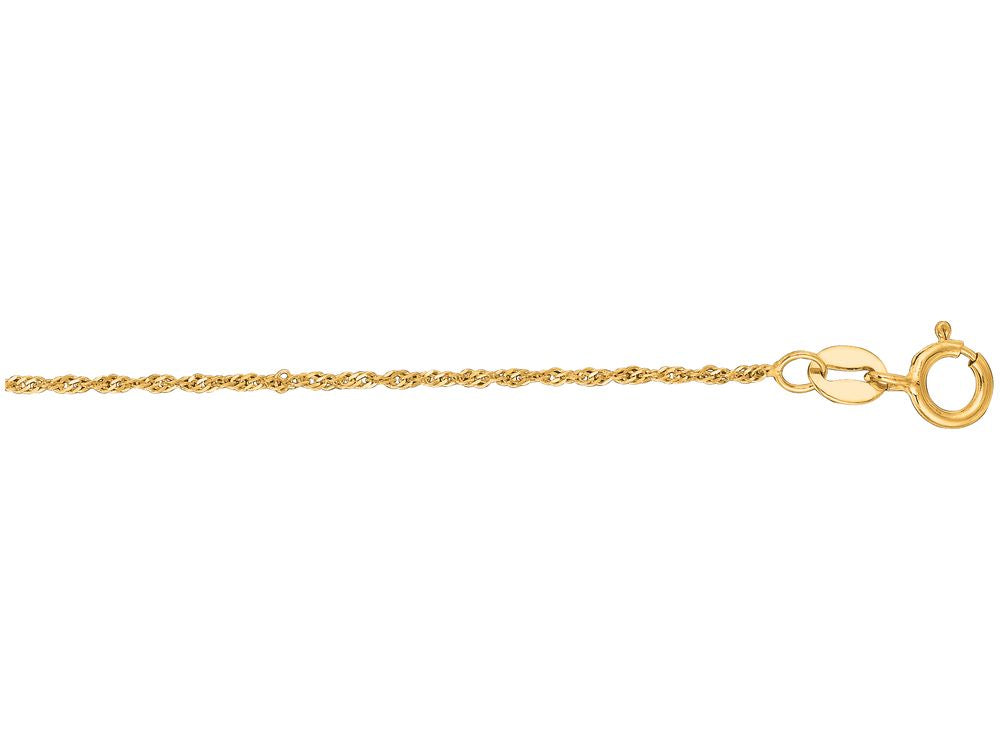 Finejewelers 10 Kt Yellow Gold 18 Inch 1.0mm Bright Cut Singapore Chain With Spring Ring Clasp