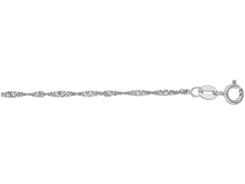 Finejewelers 10 Kt White Gold 18 Inch 1.5mm Classic Singapore Chain With Lobster Clasp