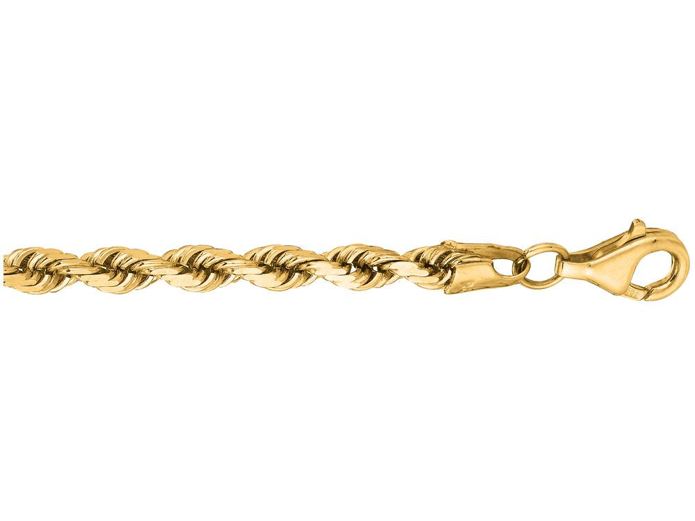 Finejewelers 10 Kt Yellow Gold 18 Inch 4.0mm Shiny Solid Bright Cut Royal Rope Chain With Lobster Clasp