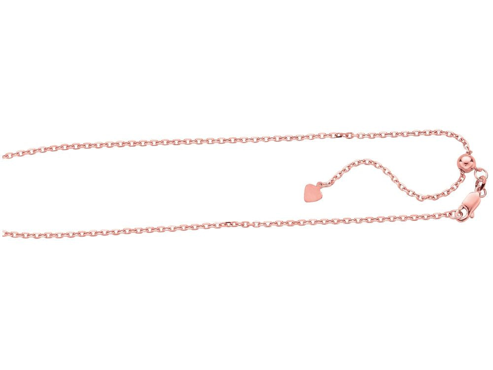 Finejewelers 925 Sterling Silver 22 Inch Rose Finish 1.5mm Adjustable Cable Chain Lobster Clasp