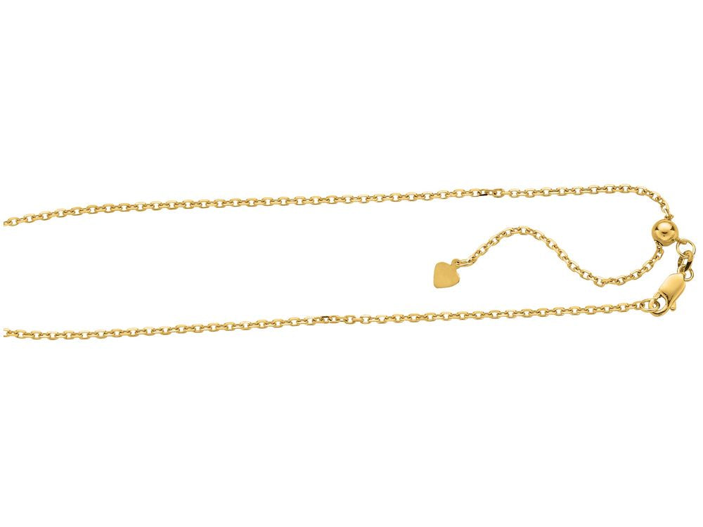Finejewelers 925 Sterling Silver 22 Inch Yellow Finish 1.5mm Adjustable Cable Chain Lobster Clasp