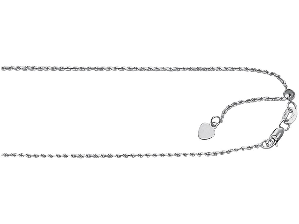 Finejewelers 925 Sterling Silver 30 Inch Rhodium Finish 1.0mm Adjustable Rope Chain Lobster Clasp