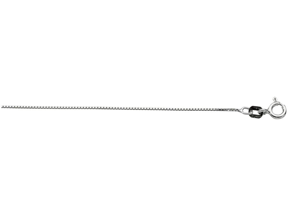Finejewelers 925 Sterling Silver 16 Inch Rhodium Finish 0.7mm Bright Cut Box Chain Spring Ring Clasp