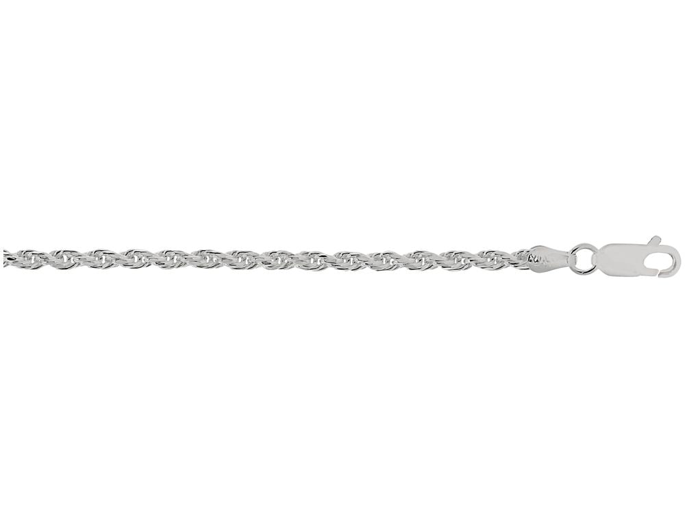Finejewelers 925 Sterling Silver 18 Inch Rhodium Finish 2.9mm Bright Cut Rope Chain Lobster Clasp