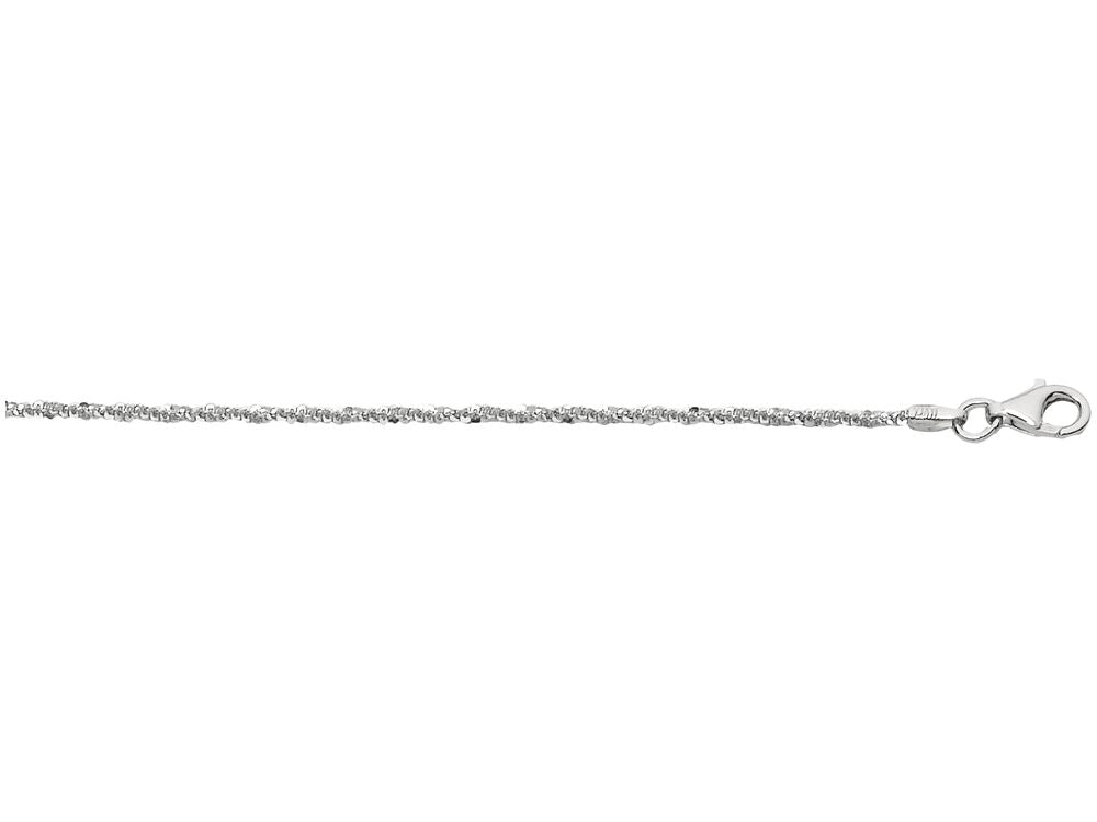 Finejewelers 925 Sterling Silver 16 Inch Rhodium Finish 1.5mm Bright Cut Sparkle Chain Pear Shape Clasp