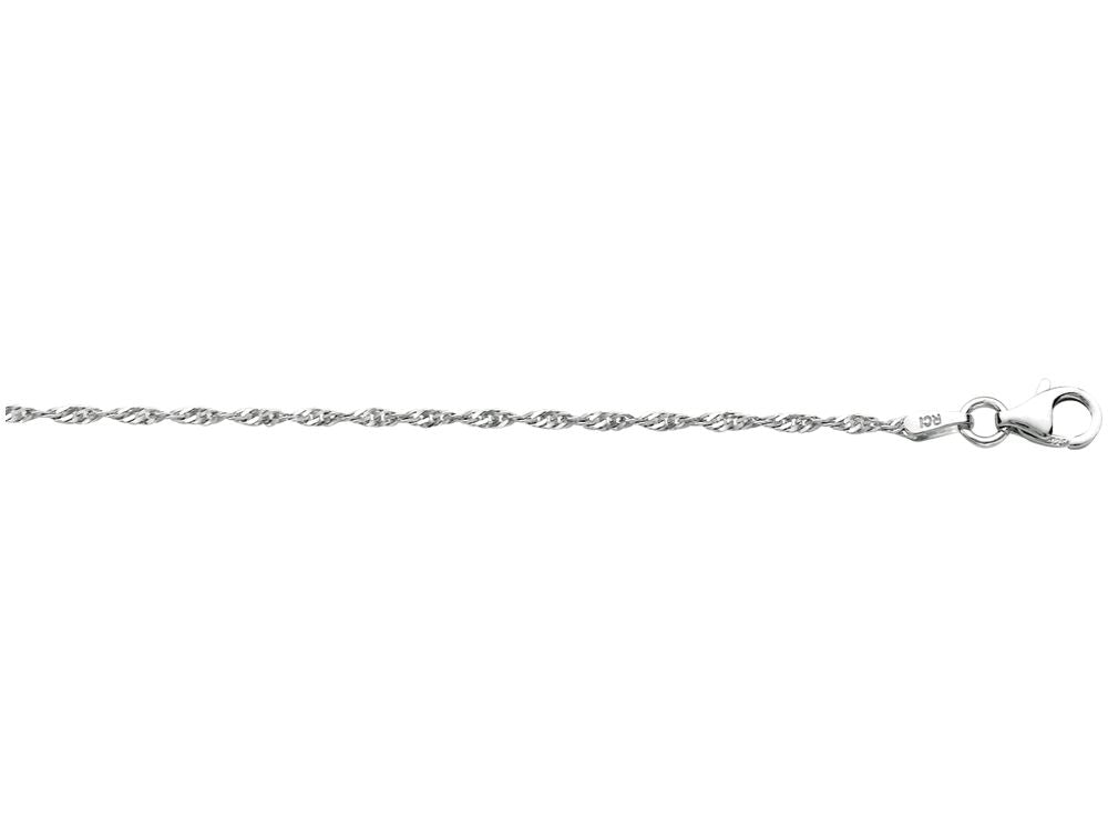 Finejewelers 925 Sterling Silver 16 Inch Rhodium Finish 1.6mm Singapore Chain Pearl Ring Shape Clas