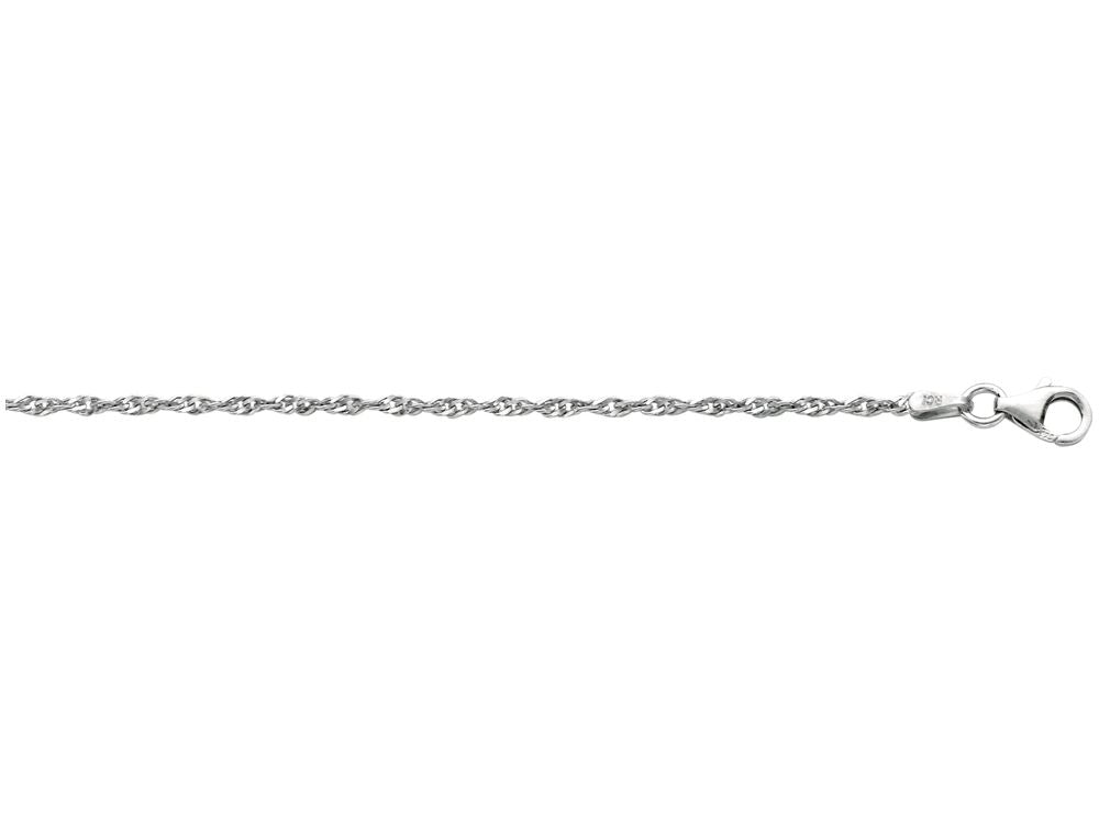 Finejewelers 925 Sterling Silver 16 Inch Rhodium Finish 2.0mm Singapore Chain Pearl Ring Shape Clas