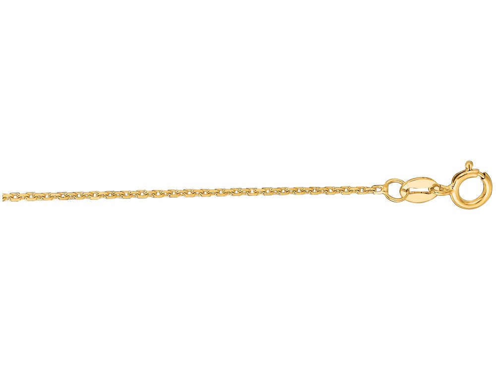 Finejewelers 14 Kt Yellow Gold 16 Inch 1.1mm Bright Cut Cable Link Chain With Spring Ring Clasp