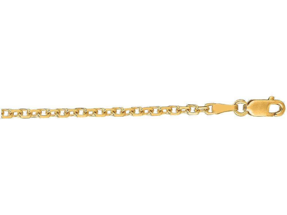 Finejewelers 14 Kt Yellow Gold 18 Inch 2.3mm Bright Cut Cable Link Chain With Lobster Clasp