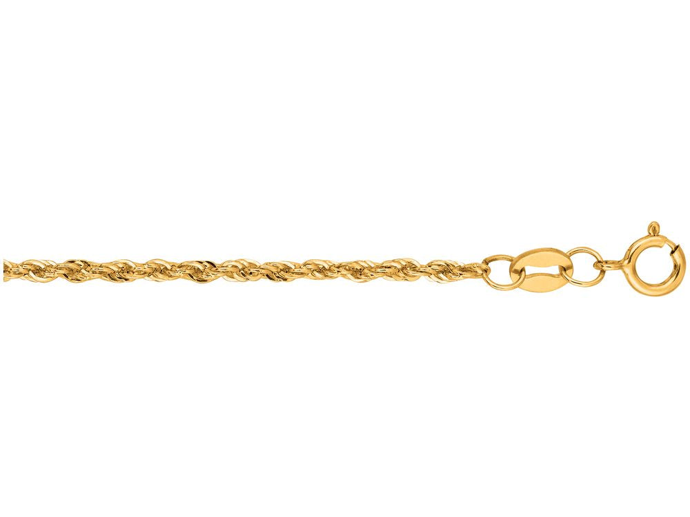Finejewelers 14 Kt Yellow Gold 18 Inch 1.5mm Bright Cut Lite Semi-solid Rope Chain With Lobster Clasp